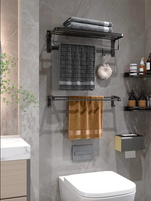 1. 24 Inch Bathroom Towel Holder with Aluminum Shelf