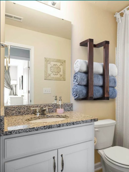 1. Decorative Pine Towel Rack for Rolled Towel Organizer