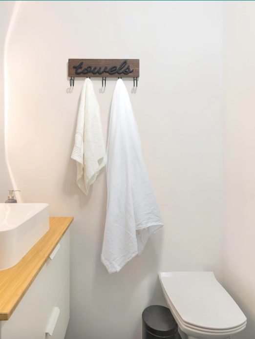 3. Rustic Wooden Towel Hooks Hanging Towels