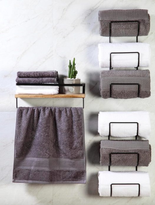 5. Wall Towel Rack for Rolled Towels, 3 Tier Wine Towel Storage Organizer