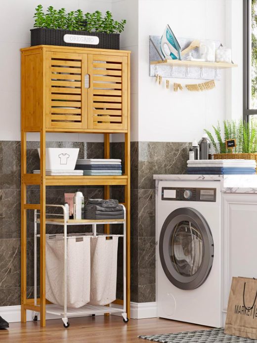 4. Tall Bathroom Cabinet with Adjustable Cupboards and Shelves