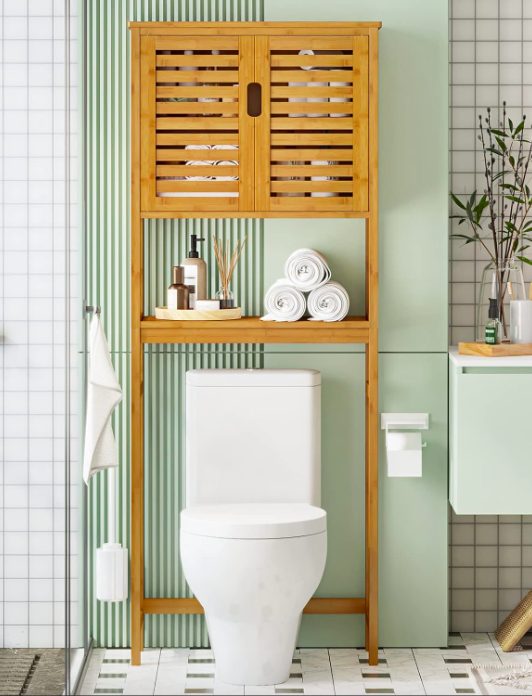 4. Tall Bathroom Cabinet with Adjustable Cupboards and Shelves