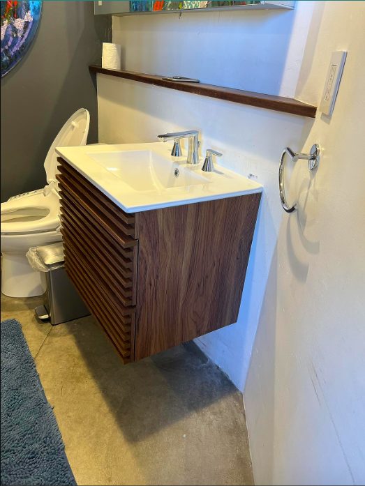 2. Wall Mounted Bathroom Vanity Cabinet in White Walnut
