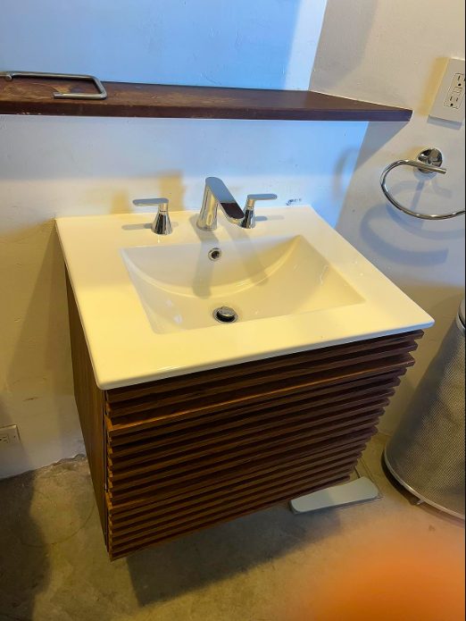 2. Wall Mounted Bathroom Vanity Cabinet in White Walnut