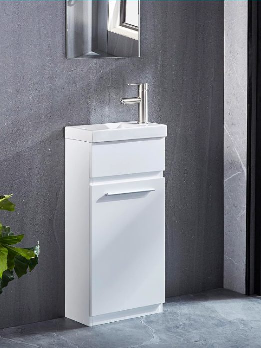 3. Standing Sink Vanity with Ceramic Vessel Sink (Ivory White)