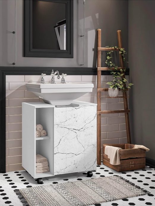 4. Easy Pedestal Sink Bathroom Vanity Cabinet Storage