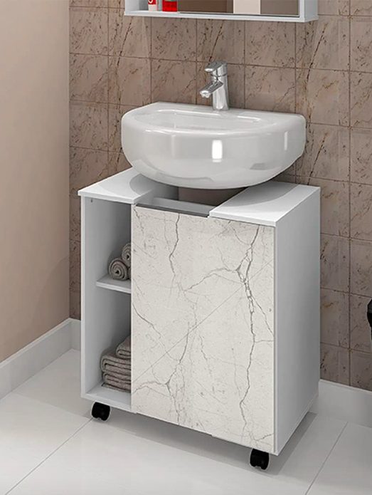 4. Easy Pedestal Sink Bathroom Vanity Cabinet Storage