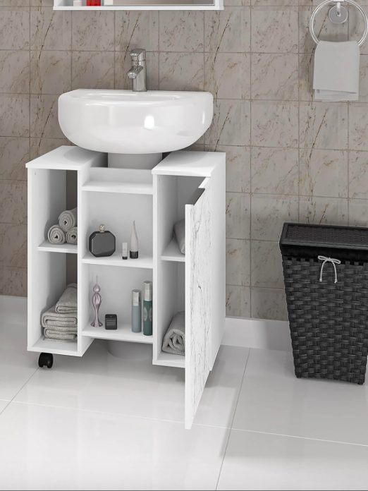 4. Easy Pedestal Sink Bathroom Vanity Cabinet Storage