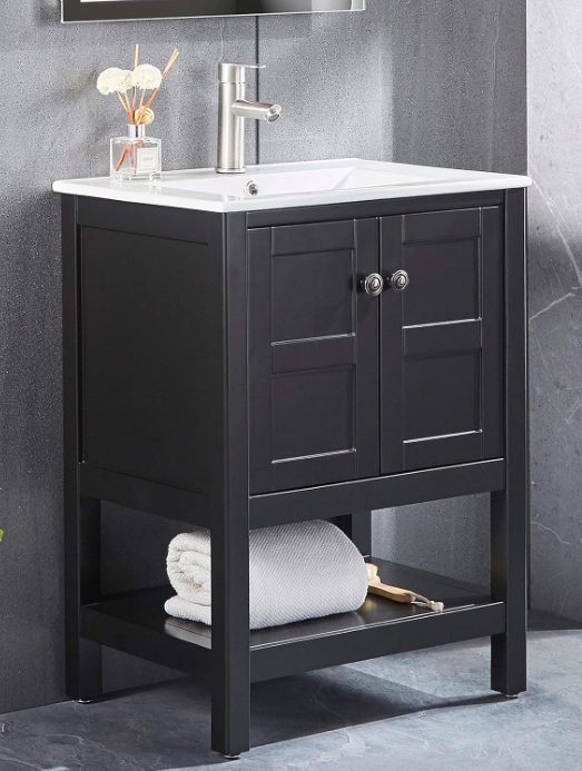 6. Modern Wooden Bathroom Vanity and Sink Combination for Small Spaces
