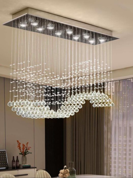1. Modern Flush Mount Rectangular Lamp, Wave Raindrop Entryway Pendant 1. Modern Flush Mount Rectangular Lamp, Wave Raindrop Entryway Pendant