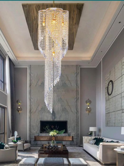 4. High Ceiling Chandelier for Entryway Gold Spiral Crystal Chandelier 4. High Ceiling Chandelier for Entryway Gold Spiral Crystal Chandelier