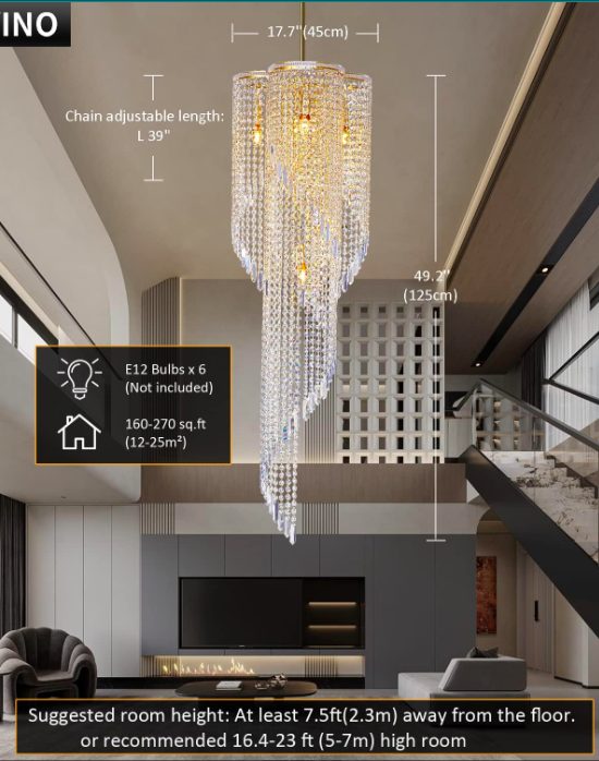 4. High Ceiling Chandelier for Entryway Gold Spiral Crystal Chandelier 4. High Ceiling Chandelier for Entryway Gold Spiral Crystal Chandelier